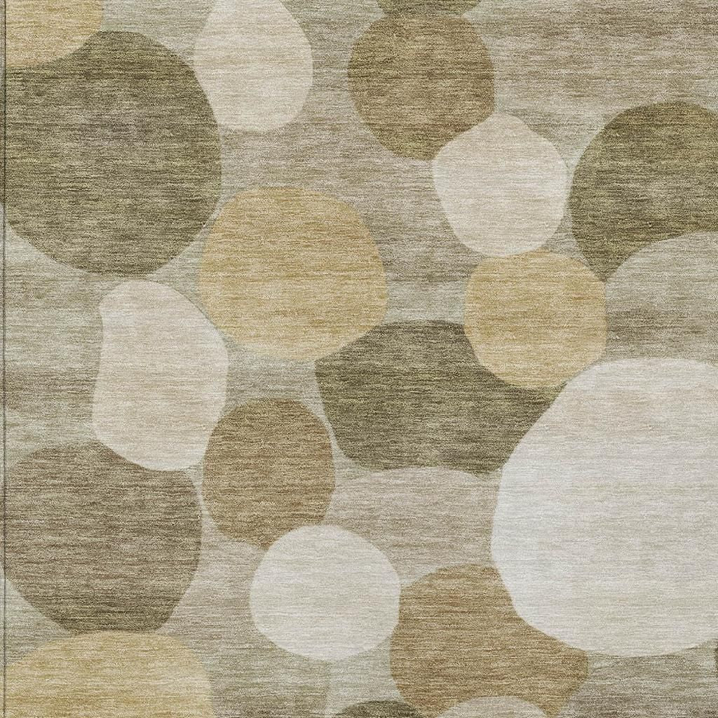 10' X 14' Khaki And Beige Geometric Washable Indoor Outdoor Area Rug - Sports & Outdoor