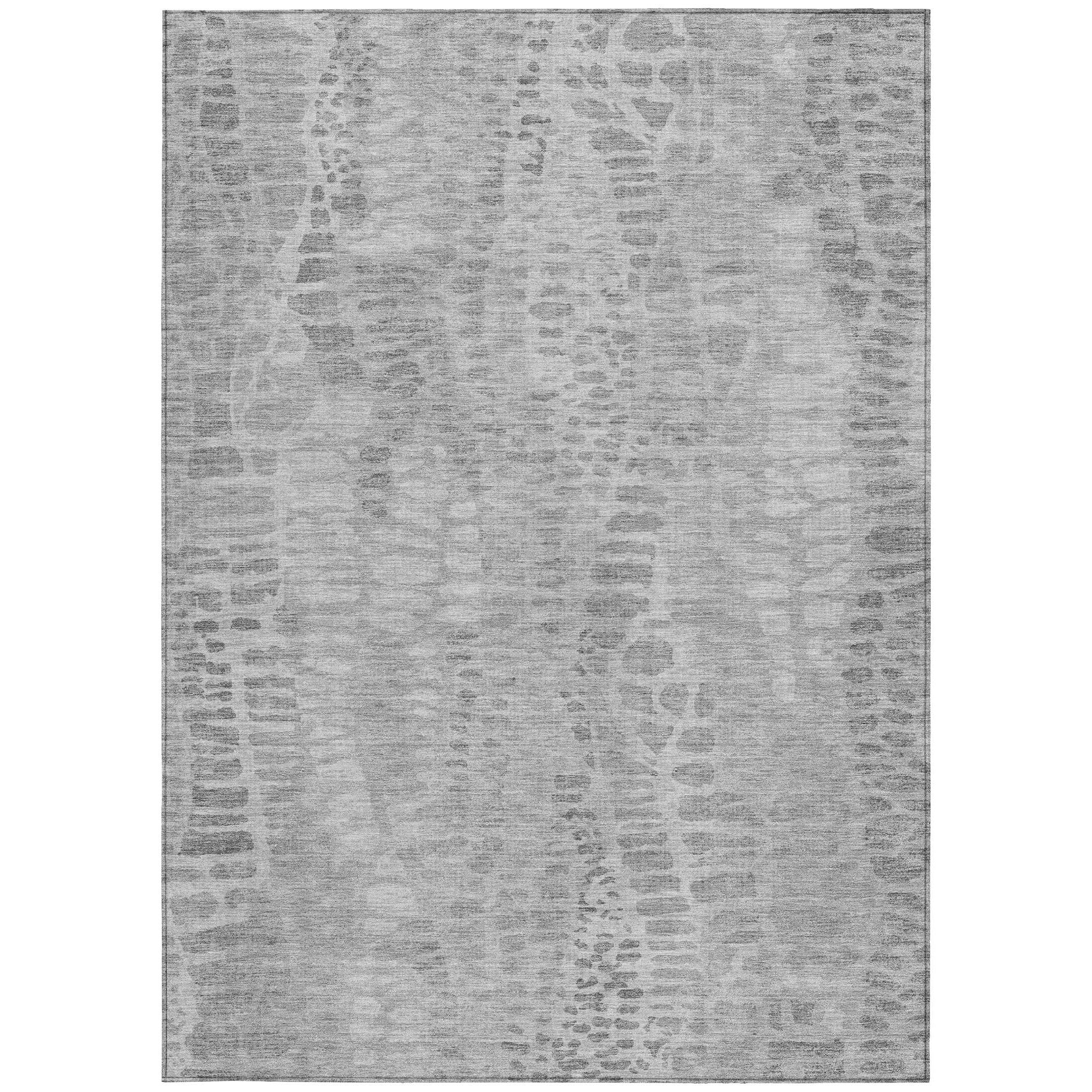 5' X 8' Gray And Silver Abstract Washable Indoor Outdoor Area Rug - Sports & Outdoor