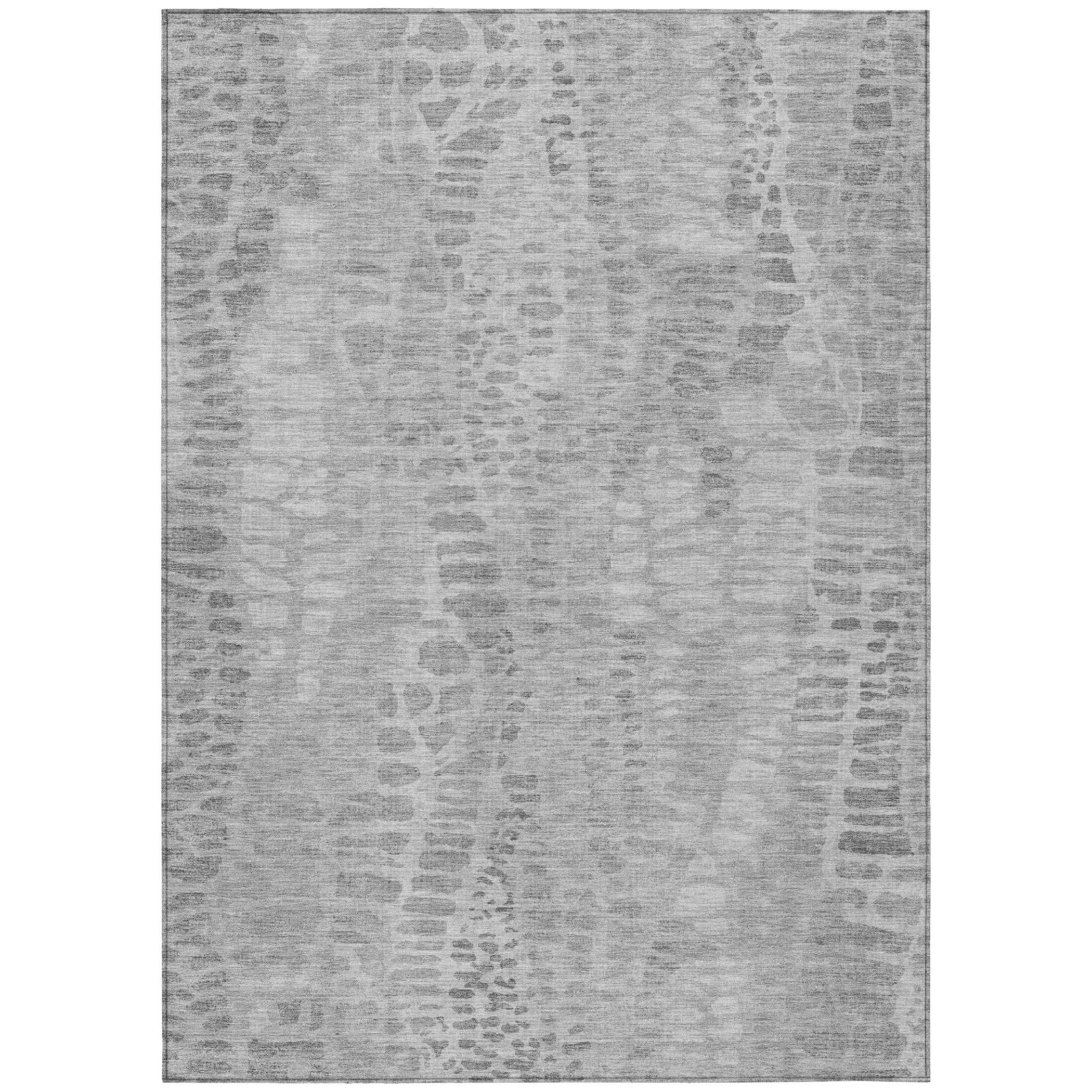 5' X 8' Gray And Silver Abstract Washable Indoor Outdoor Area Rug - Sports & Outdoor