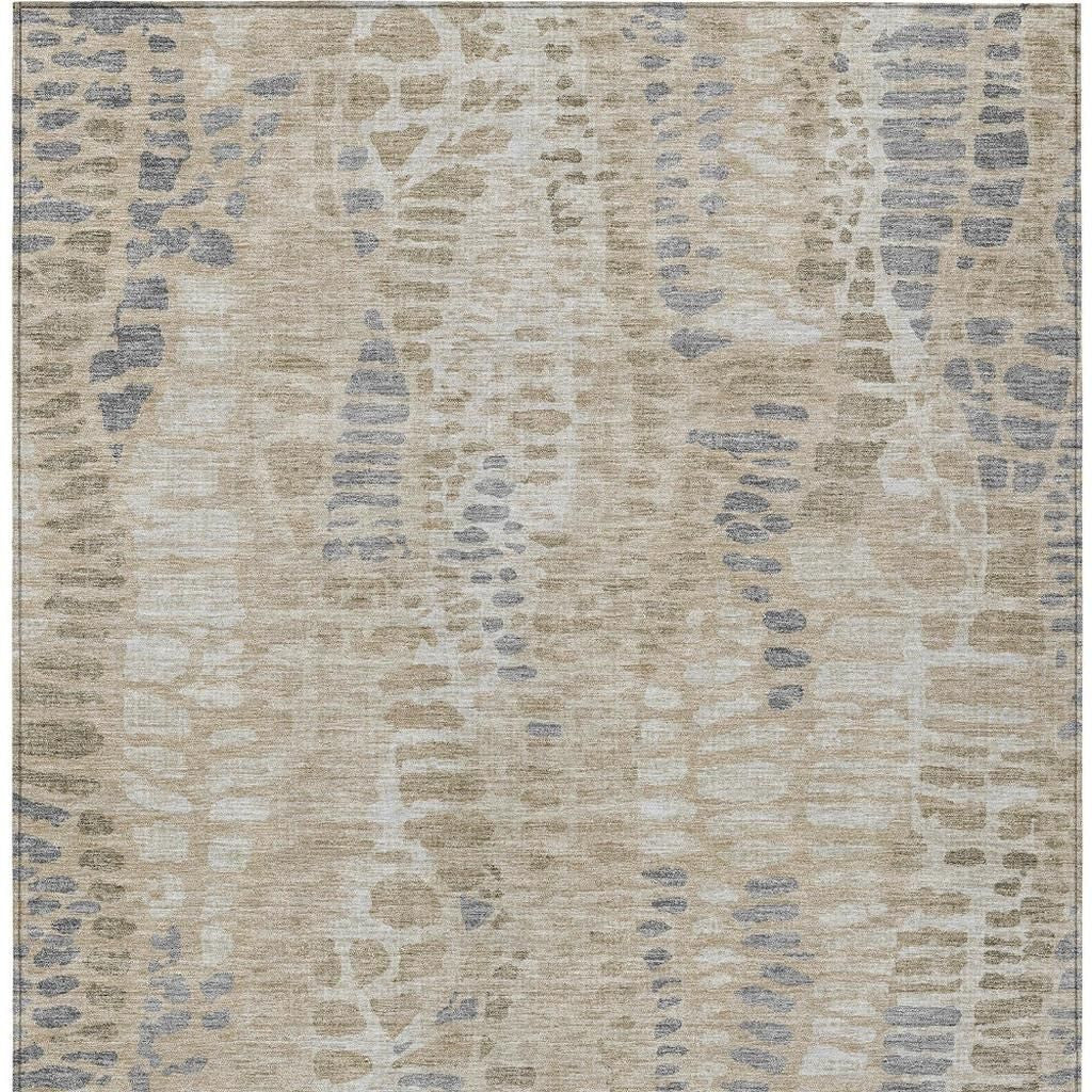 10' X 14' Beige And Gray Abstract Washable Indoor Outdoor Area Rug - Sports & Outdoor