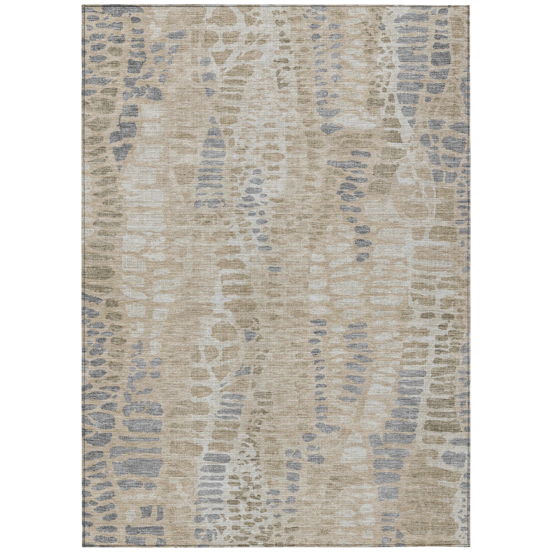 10' X 14' Beige And Gray Abstract Washable Indoor Outdoor Area Rug - Sports & Outdoor