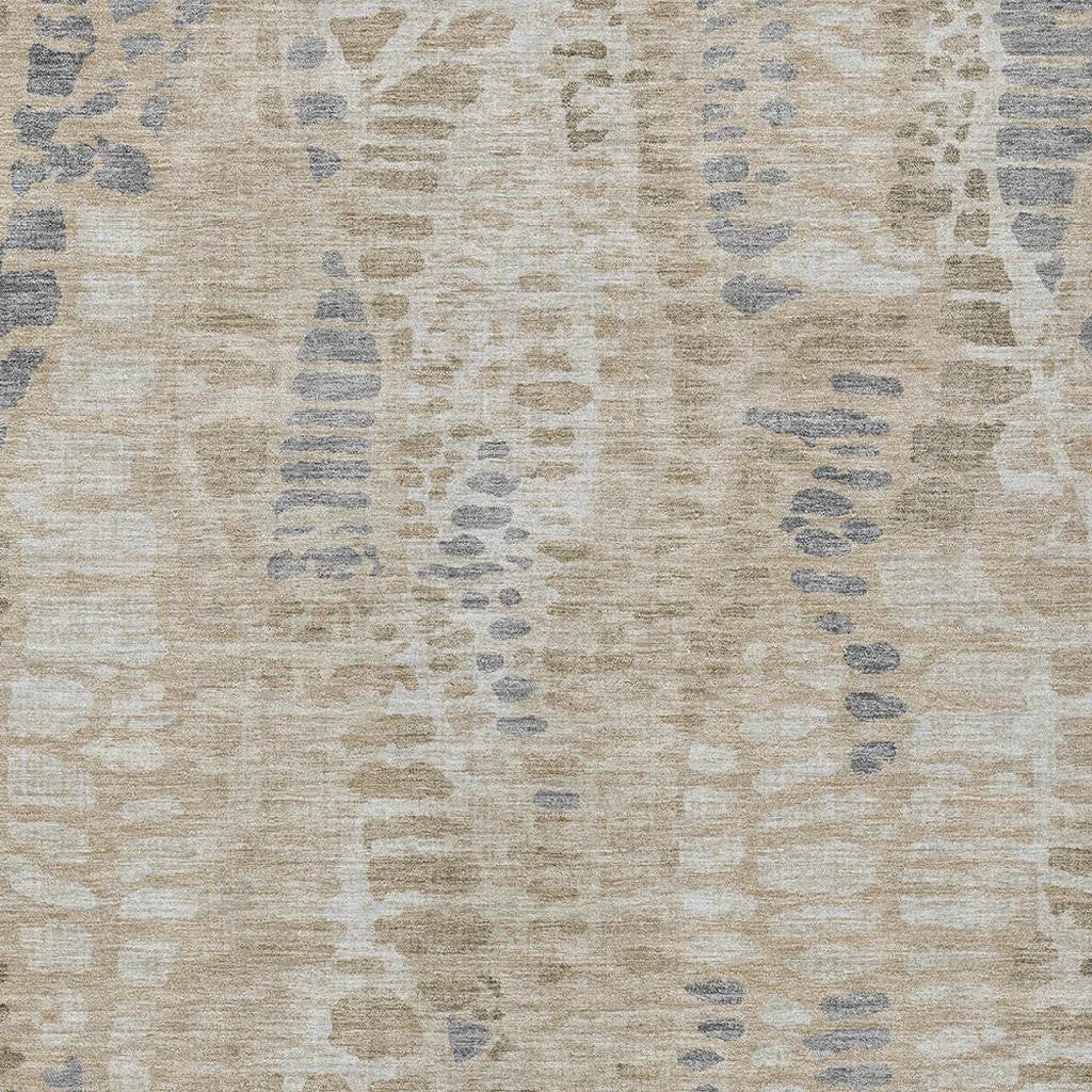10' X 14' Beige And Gray Abstract Washable Indoor Outdoor Area Rug - Sports & Outdoor