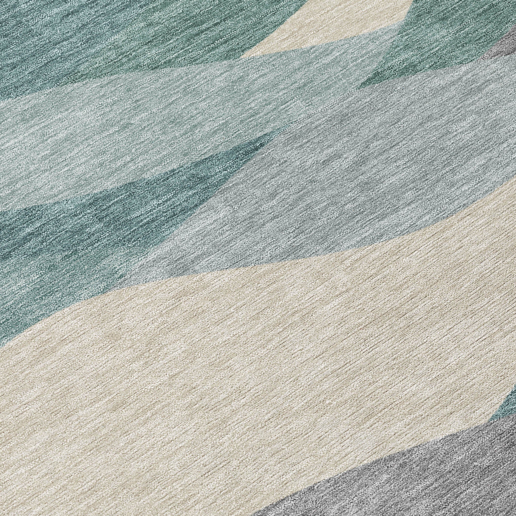 5' X 8' Teal Blue And Gray Abstract Washable Indoor Outdoor Area Rug - Sports & Outdoor