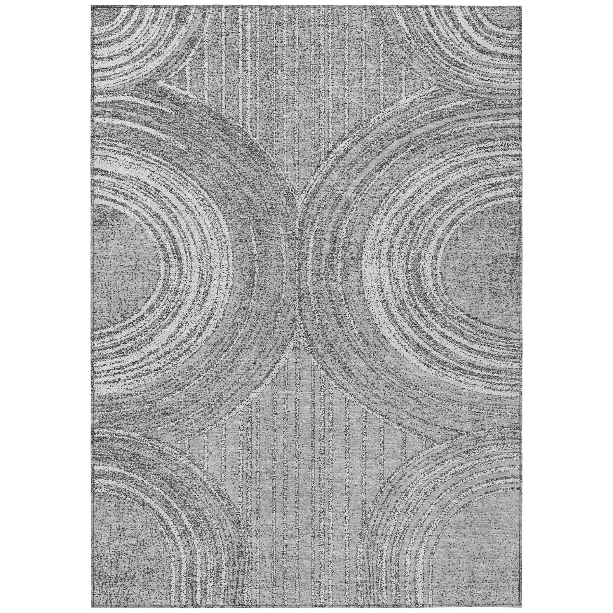 10' X 14' Charcoal And Gray Geometric Washable Indoor Outdoor Area Rug - Sports & Outdoor