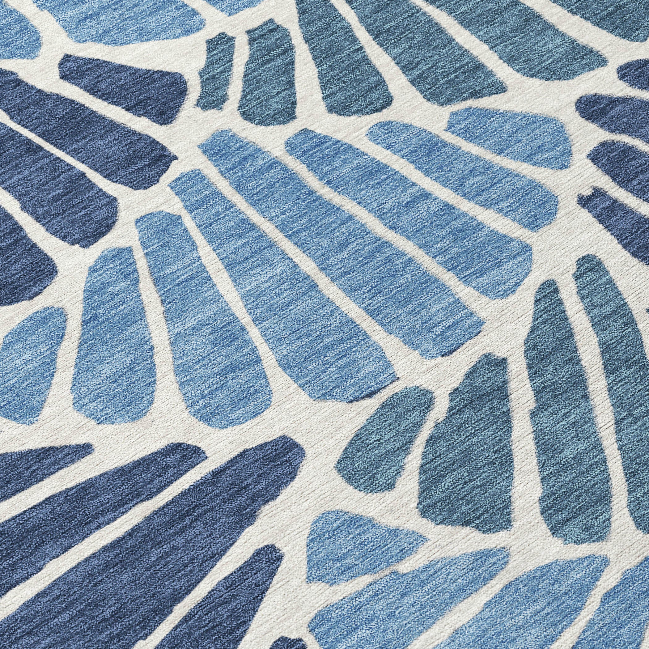 3' X 5' Blue Gold And Ivory Floral Washable Indoor Outdoor Area Rug - Sports & Outdoor