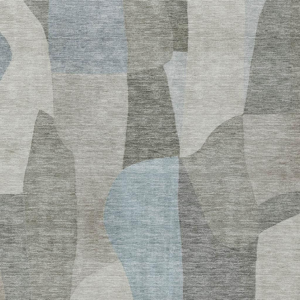 5' X 8' Taupe And Blue Abstract Washable Indoor Outdoor Area Rug - Sports & Outdoor