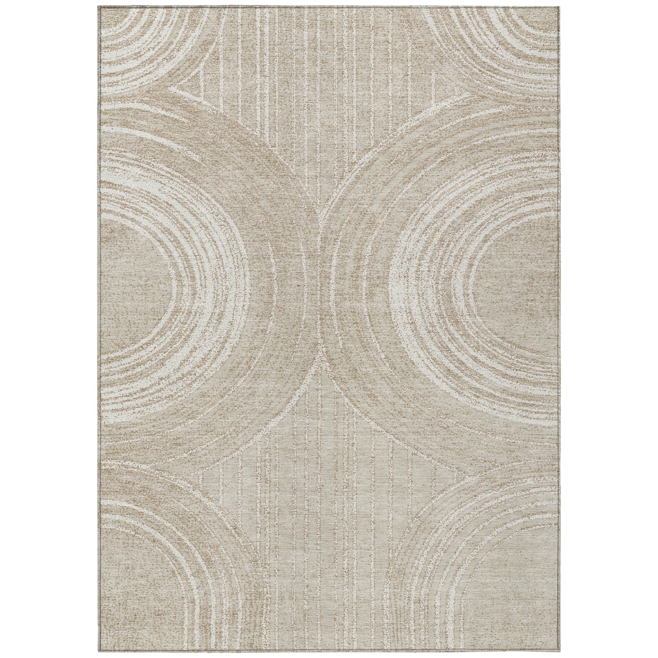 3' X 5' Beige And Tan Geometric Washable Indoor Outdoor Area Rug - Sports & Outdoor