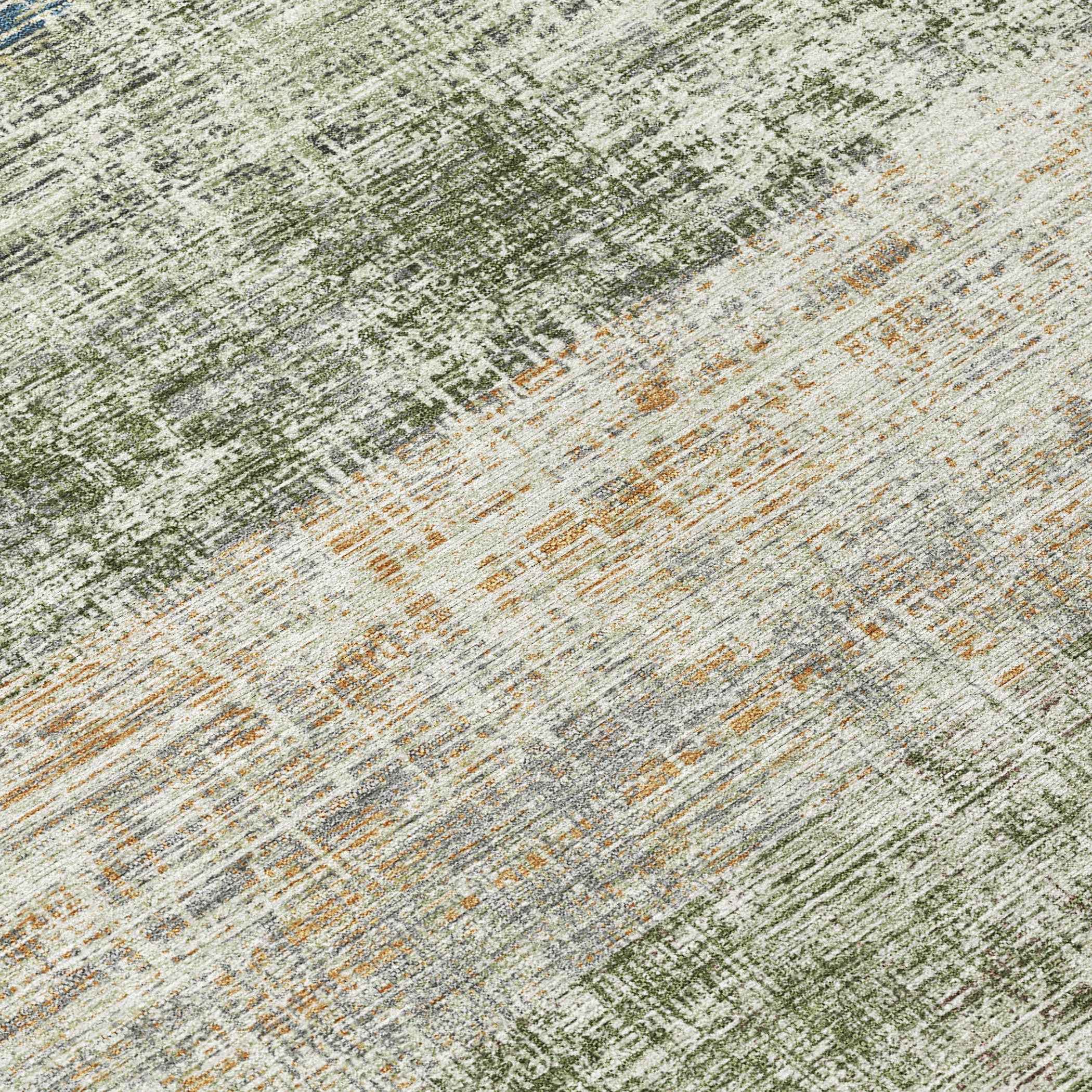 8' Olive Green Beige And Brown Round Striped Washable Indoor Outdoor Area Rug