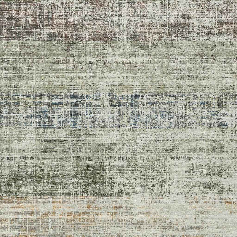 8' X 10' Olive Green Beige And Brown Striped Washable Indoor Outdoor Area Rug