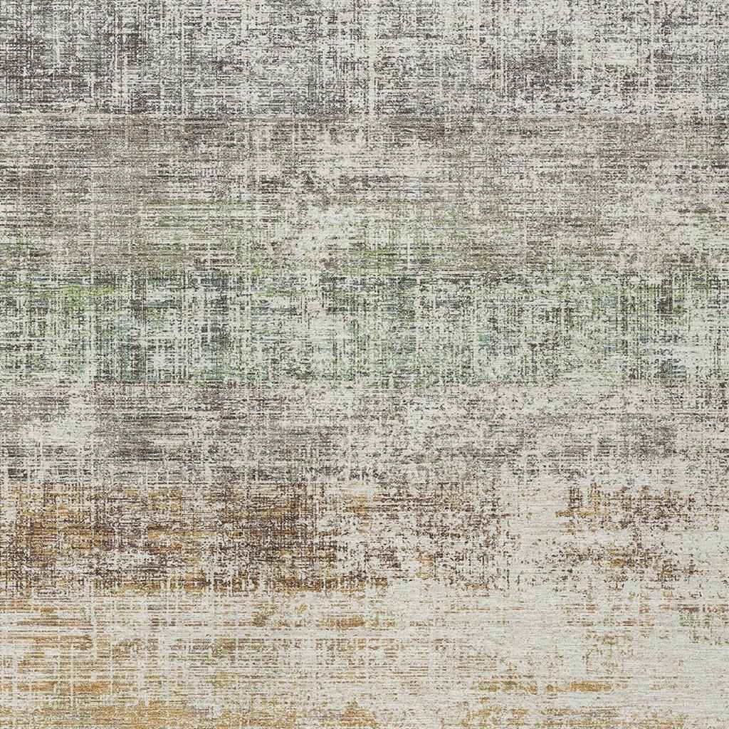 3' X 5' Beige And Brown Striped Washable Indoor Outdoor Area Rug
