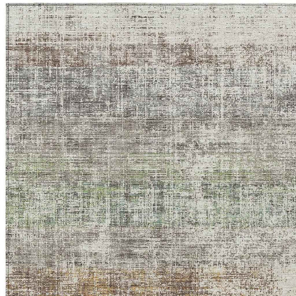 5' X 8' Beige And Brown Striped Washable Indoor Outdoor Area Rug