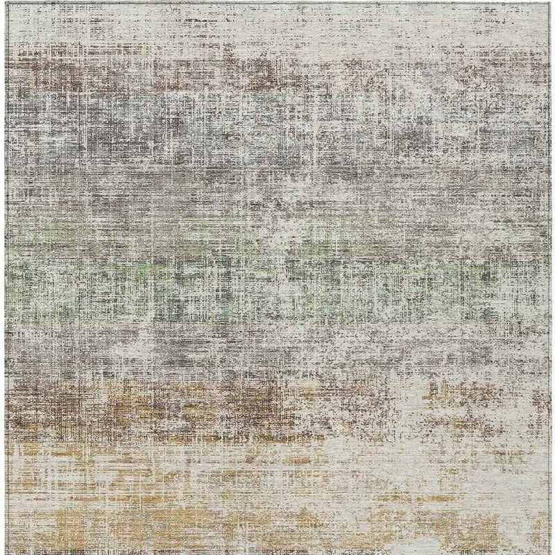 5' X 8' Beige And Brown Striped Washable Indoor Outdoor Area Rug