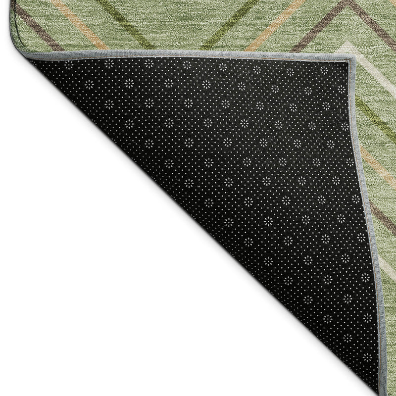 10' X 14' Green Ivory And Brown Geometric Washable Indoor Outdoor Area Rug - Sports & Outdoor