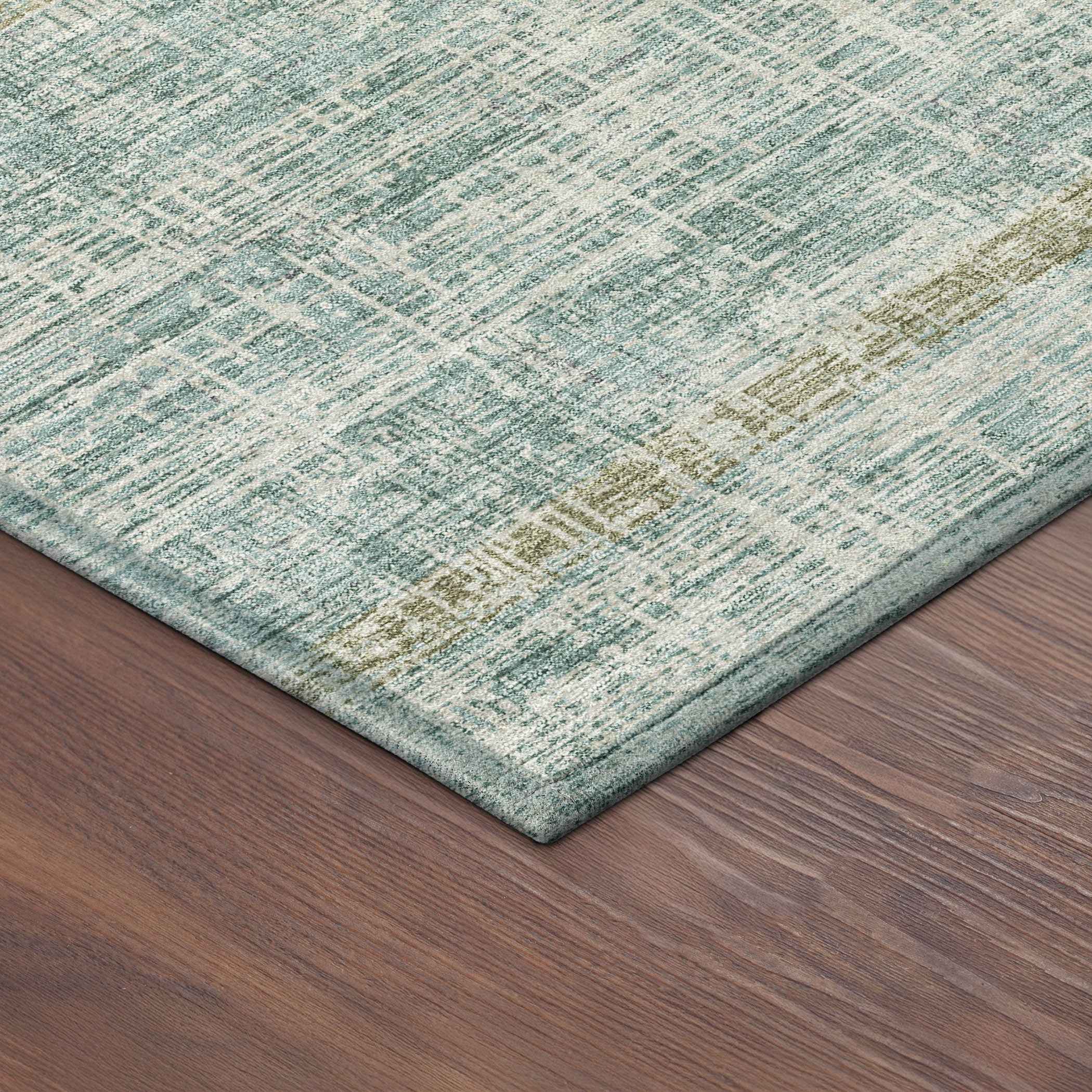 8' Teal Blue And Beige Round Striped Washable Indoor Outdoor Area Rug