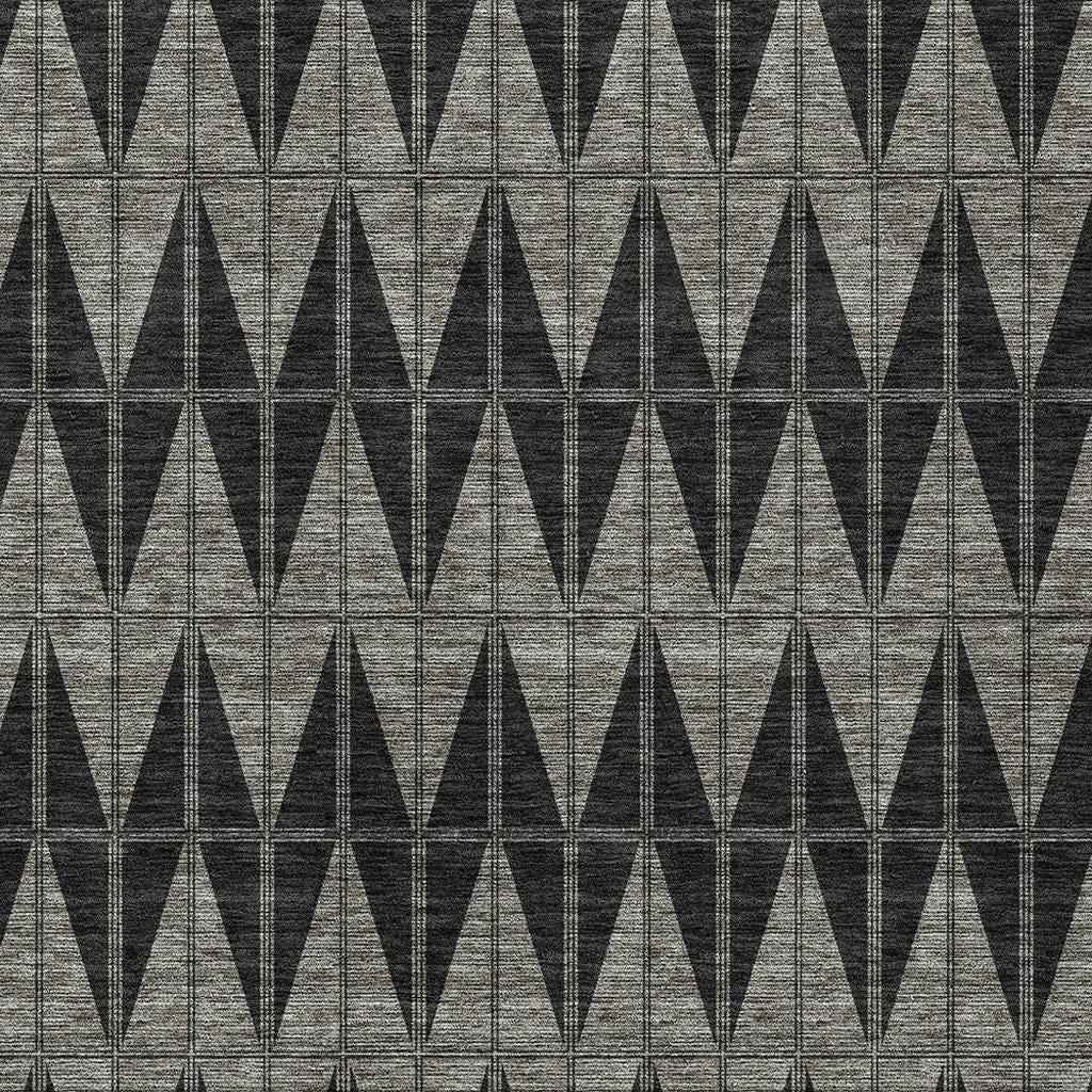 3' X 5' Black Brown And Gray Geometric Washable Indoor Outdoor Area Rug