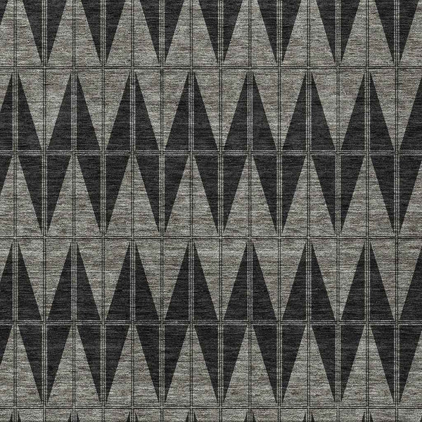 3' X 5' Black Brown And Gray Geometric Washable Indoor Outdoor Area Rug