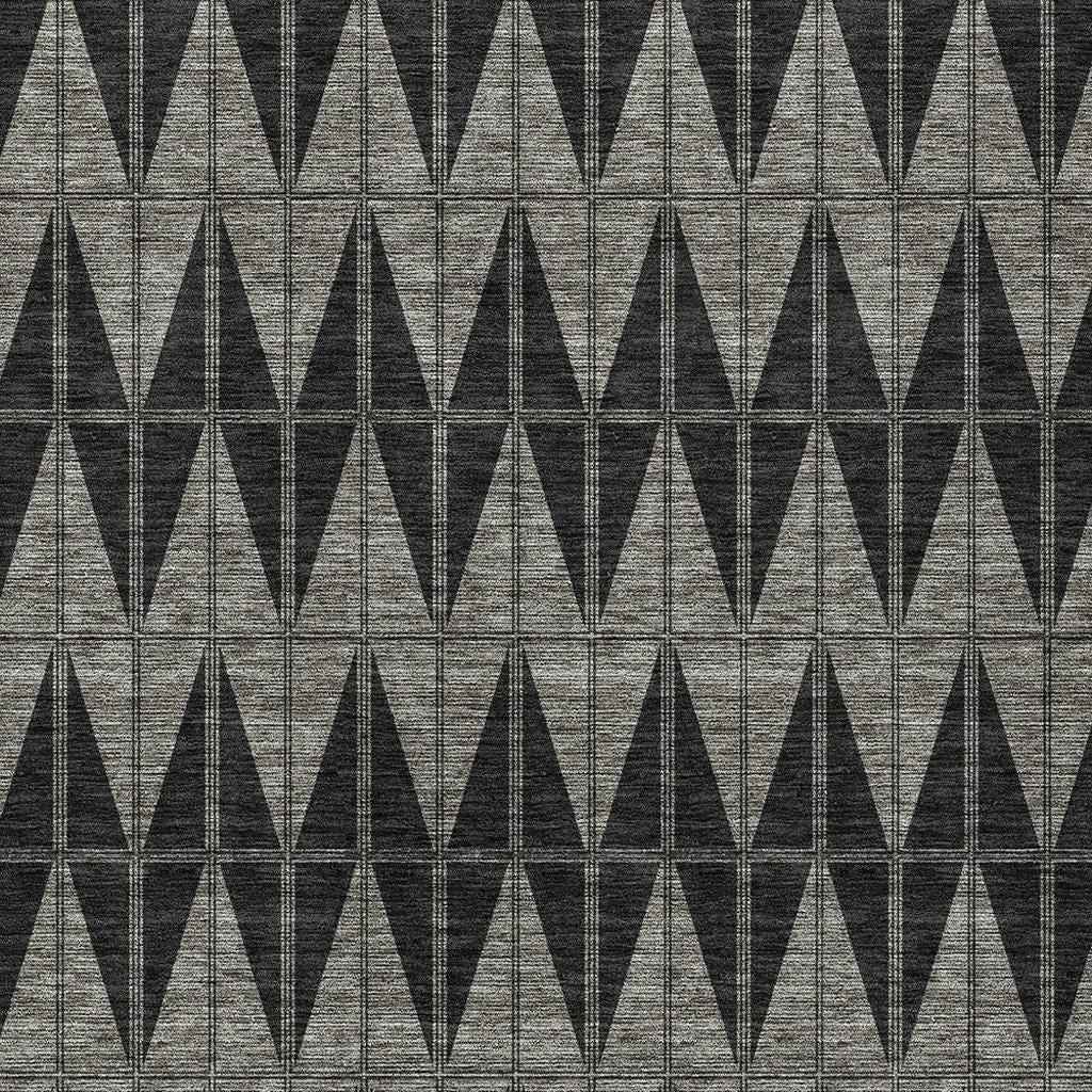 5' X 8' Black Brown And Gray Geometric Washable Indoor Outdoor Area Rug