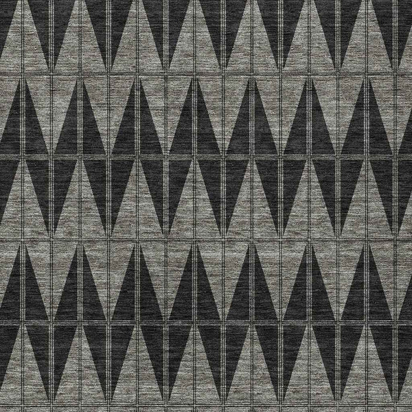 5' X 8' Black Brown And Gray Geometric Washable Indoor Outdoor Area Rug