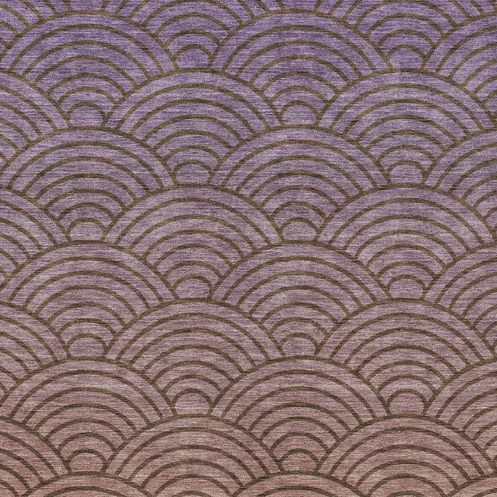 9' X 12' Chocolate Purple And Mauve Geometric Washable Indoor Outdoor Area Rug