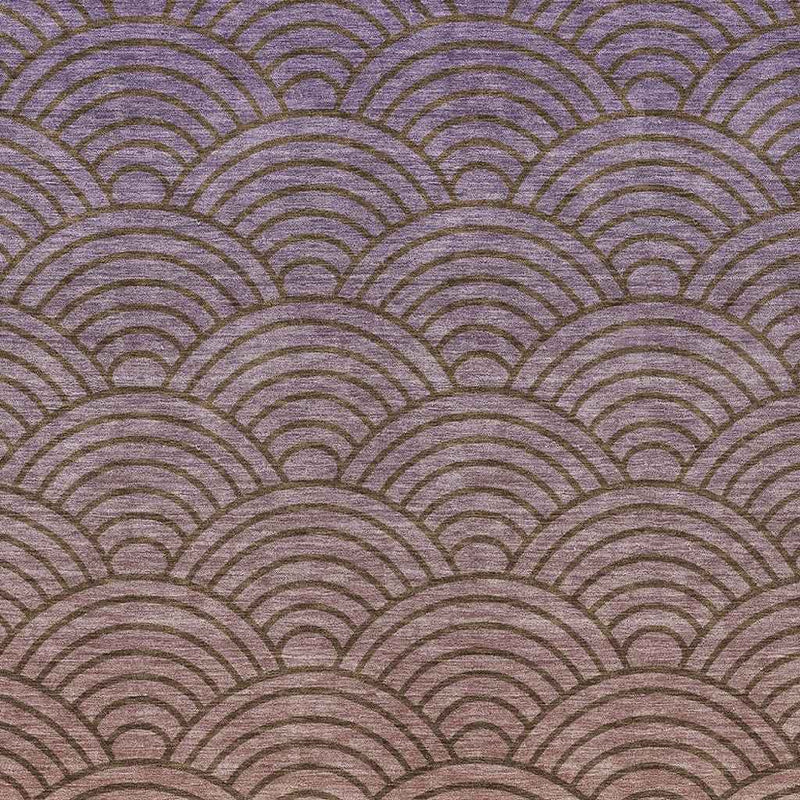 9' X 12' Chocolate Purple And Mauve Geometric Washable Indoor Outdoor Area Rug
