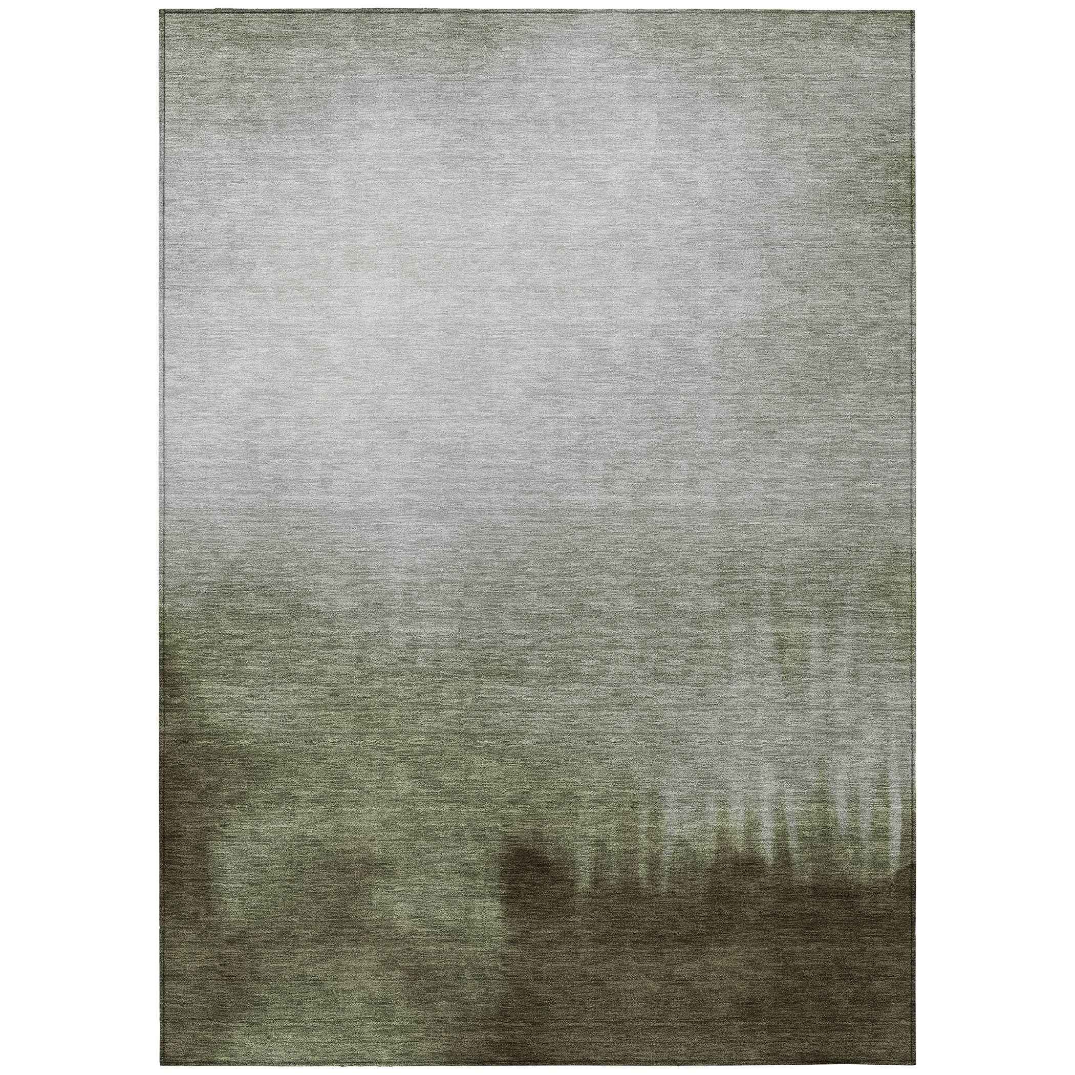 5' X 8' Lime Green Brown And Beige Abstract Washable Indoor Outdoor Area Rug