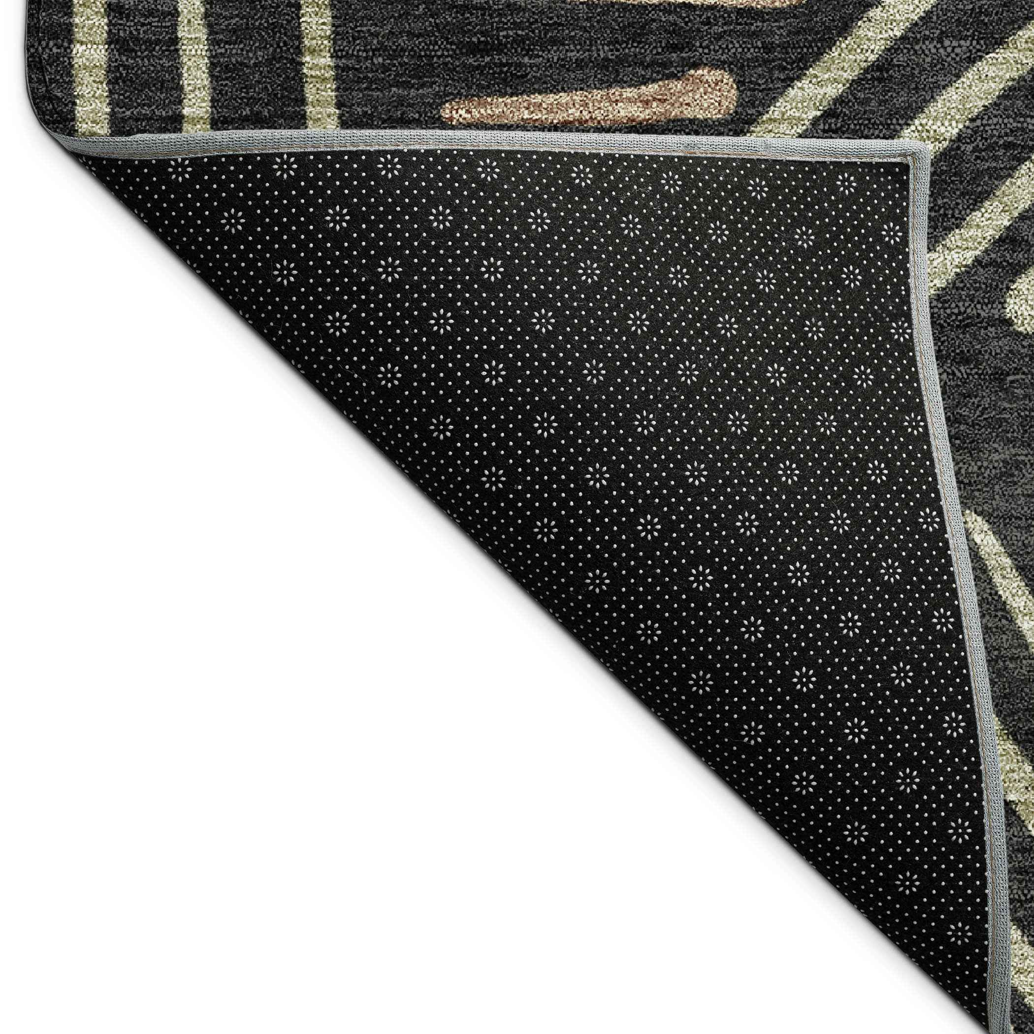 8' X 10' Black And Copper Geometric Washable Indoor Outdoor Area Rug