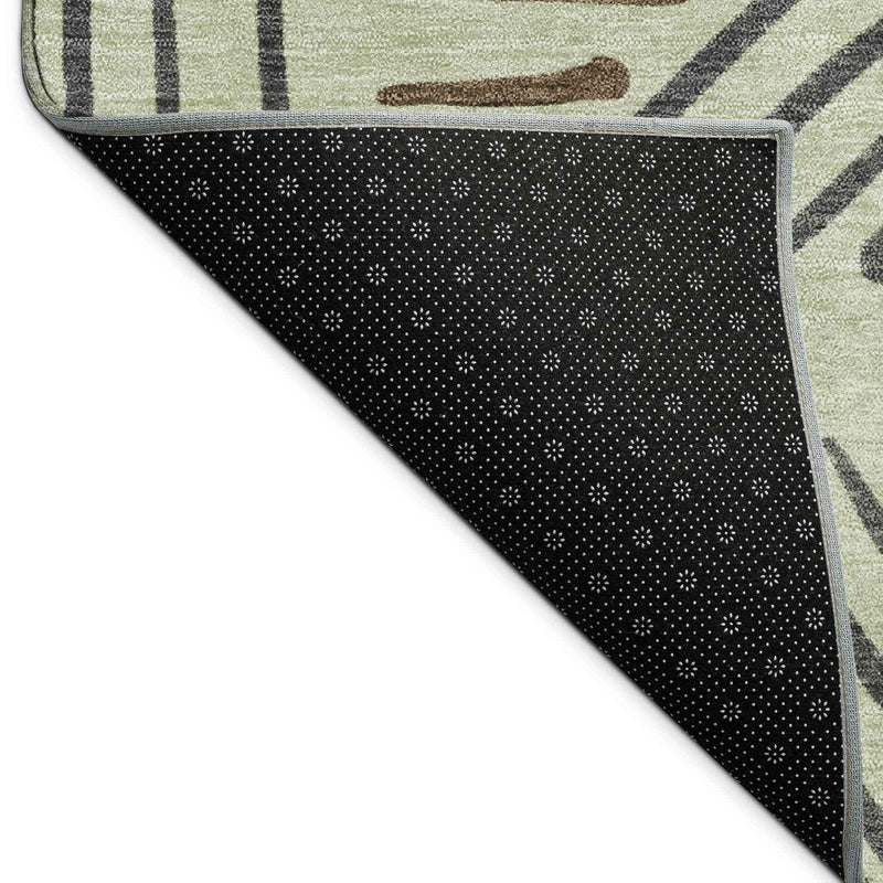 9' X 12' Lime Green Brown And Gray Geometric Washable Indoor Outdoor Area Rug