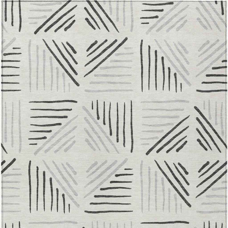 10' X 14' Ivory And Gray Geometric Washable Indoor Outdoor Area Rug