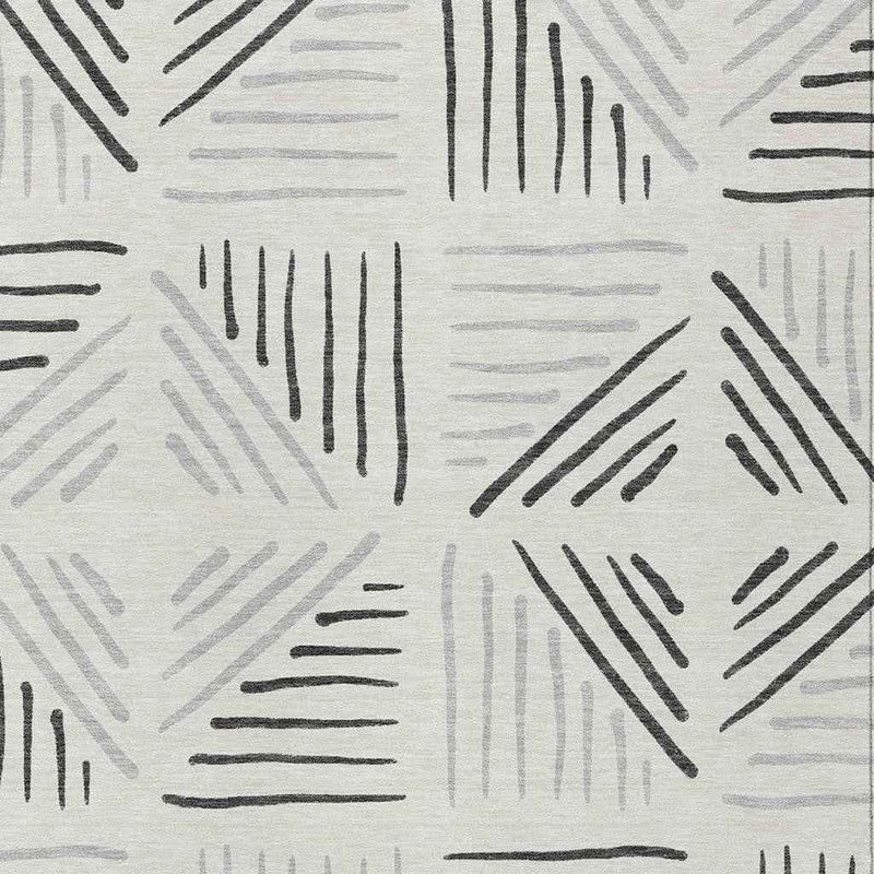 10' X 14' Ivory And Gray Geometric Washable Indoor Outdoor Area Rug