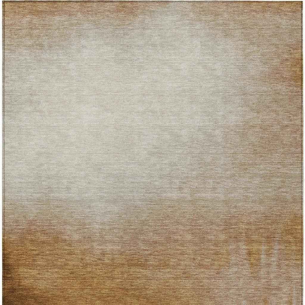 3' X 5' Copper Ivory And Chocolate Abstract Washable Indoor Outdoor Area Rug