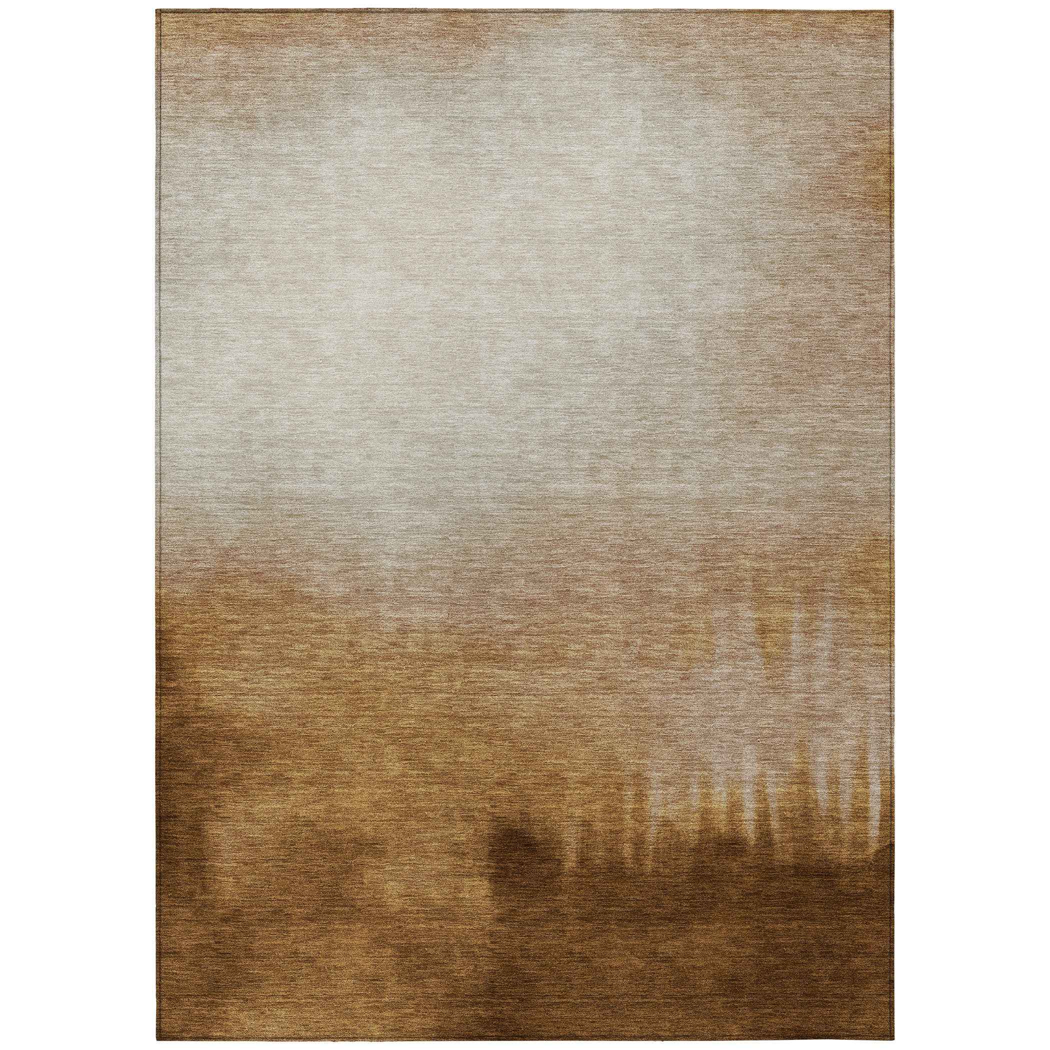 3' X 5' Copper Ivory And Chocolate Abstract Washable Indoor Outdoor Area Rug