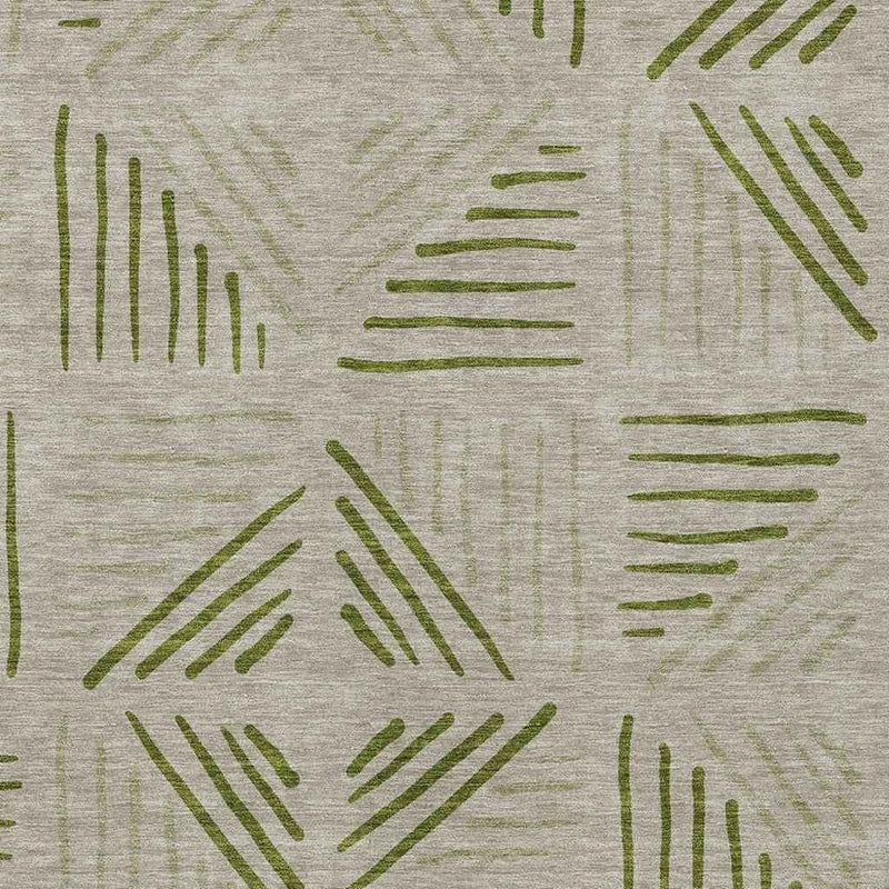 10' X 14' Flax And Sage Geometric Washable Indoor Outdoor Area Rug