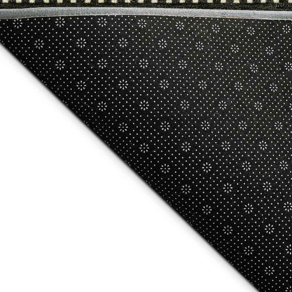 10' X 14' Moss Green Wheat And Black Striped Washable Indoor Outdoor Area Rug