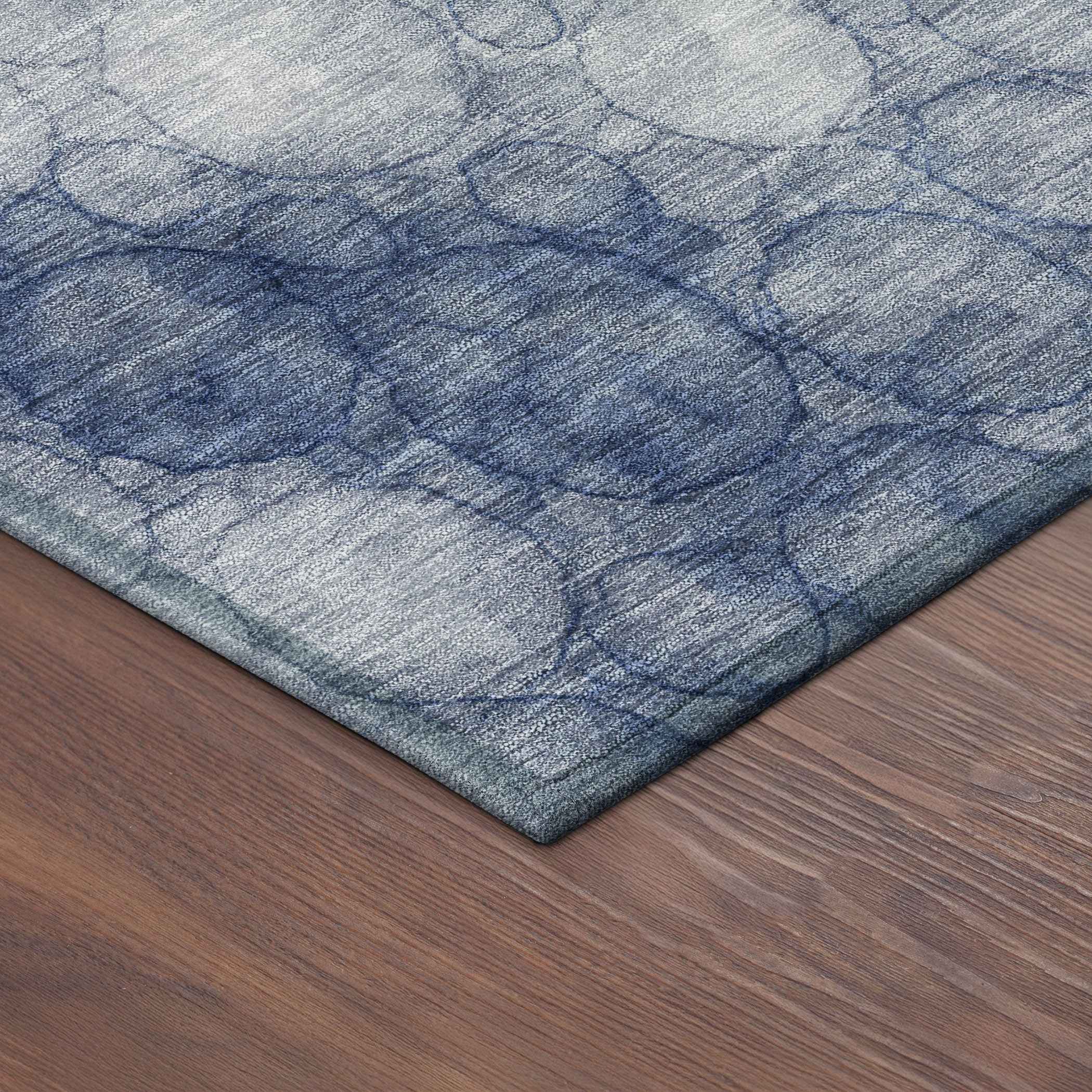 8' X 10' Navy Blue And Ivory Abstract Washable Indoor Outdoor Area Rug