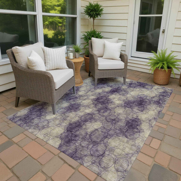 8' X 10' Plum And Wheat Abstract Washable Indoor Outdoor Area Rug