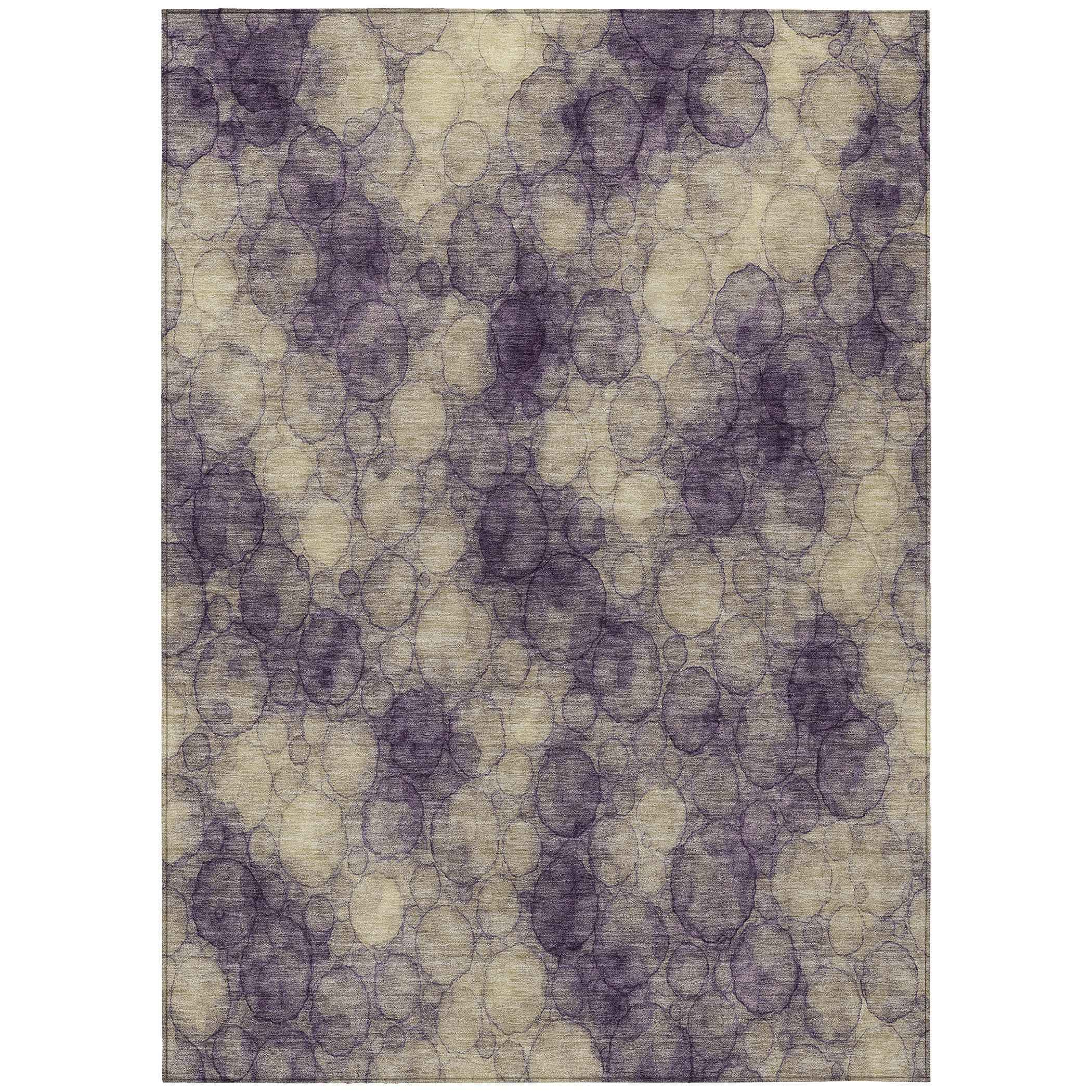 8' X 10' Plum And Wheat Abstract Washable Indoor Outdoor Area Rug