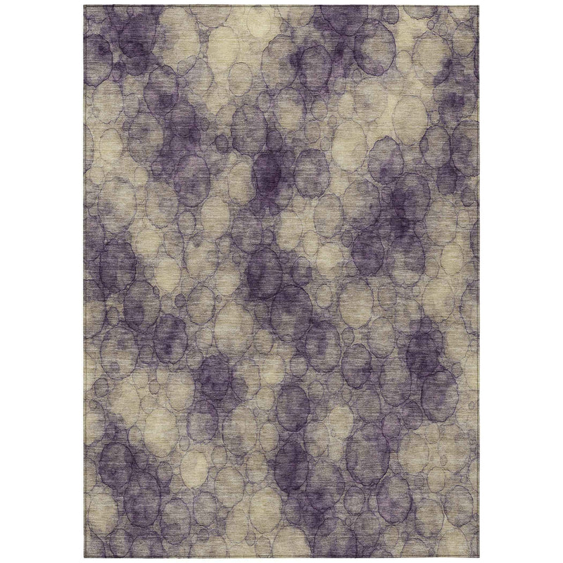 8' X 10' Plum And Wheat Abstract Washable Indoor Outdoor Area Rug