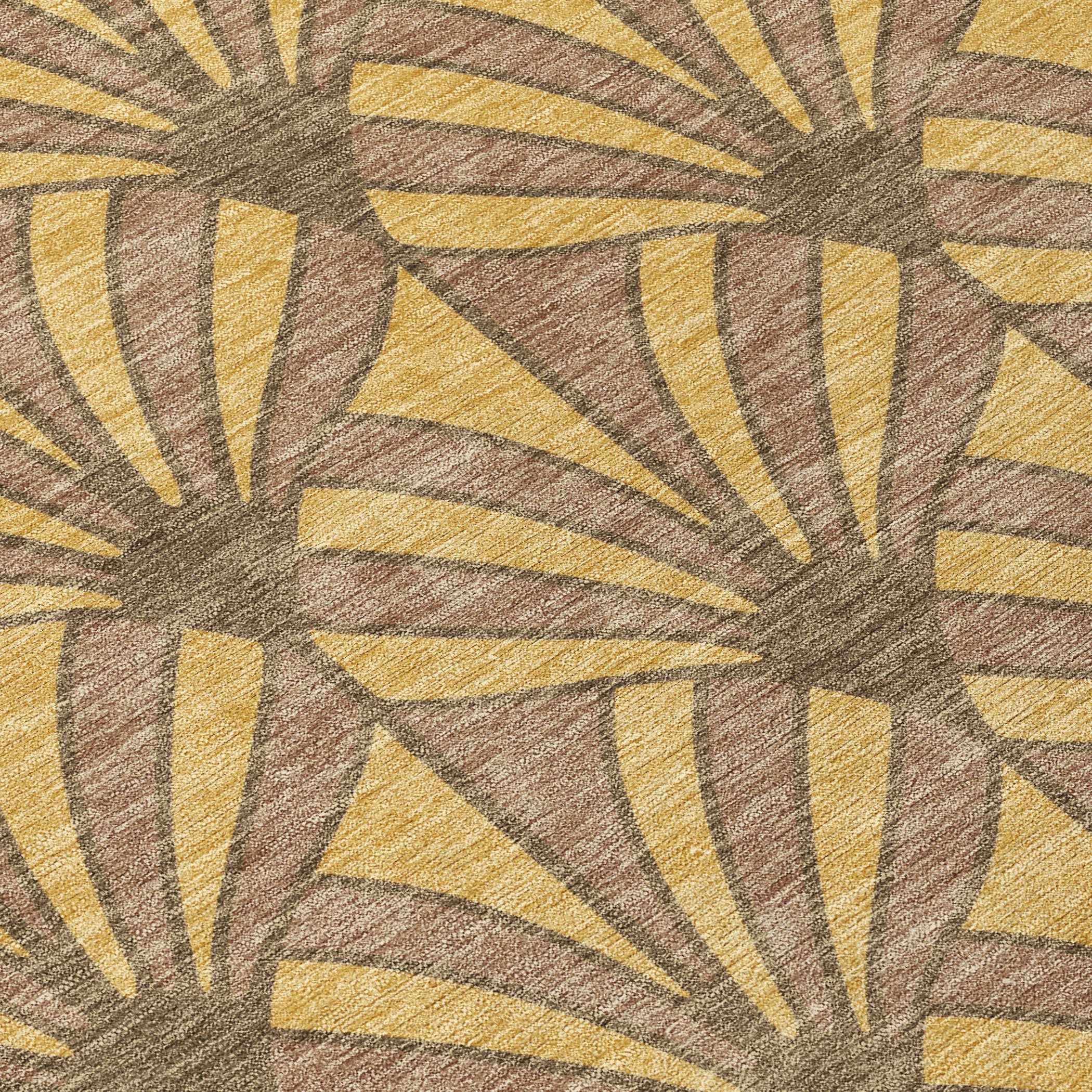 5' X 8' Gold And Brown Seashell Washable Indoor Outdoor Area Rug