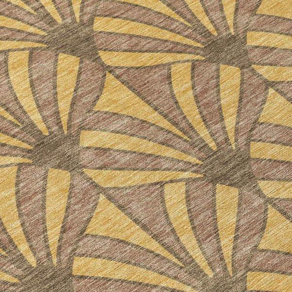 5' X 8' Gold And Brown Seashell Washable Indoor Outdoor Area Rug