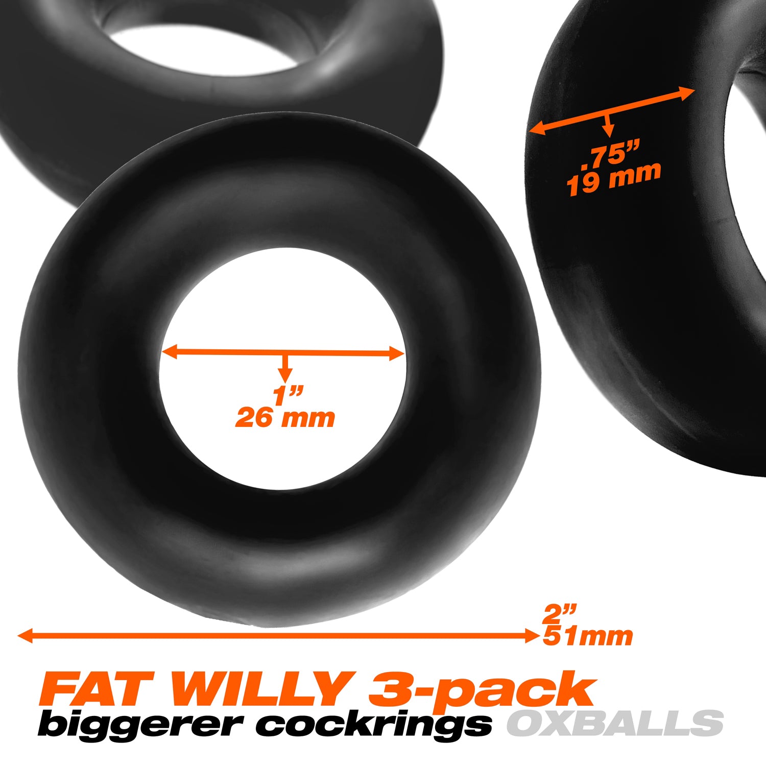 Fat Willy 3-Pack Jumbo C-Rings - GreatEagleInc