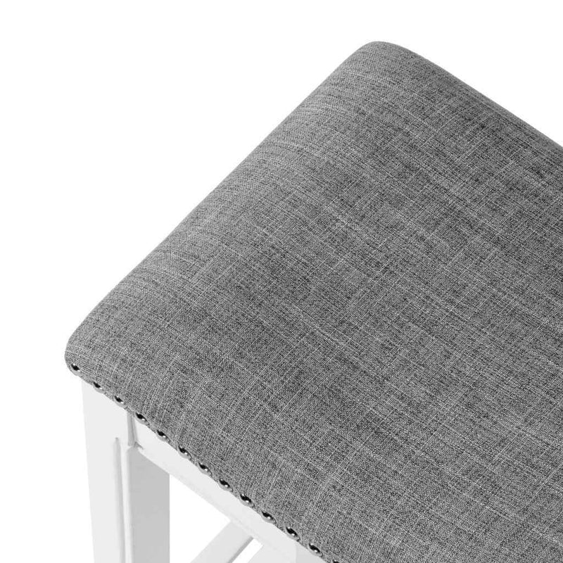 31" Light Gray And White Upholstered And Solid Wood Backless Bar Height Bar Chair