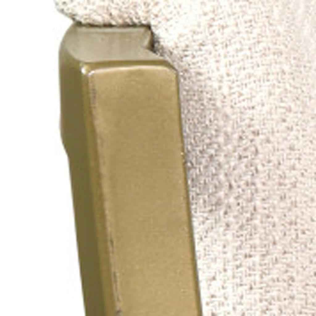 30" Beige And Antiqued Brass Steel Low Back Bar Height Bar Chair