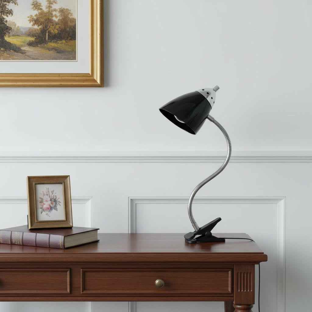 18" Black Swing Arm Table Lamp LED
