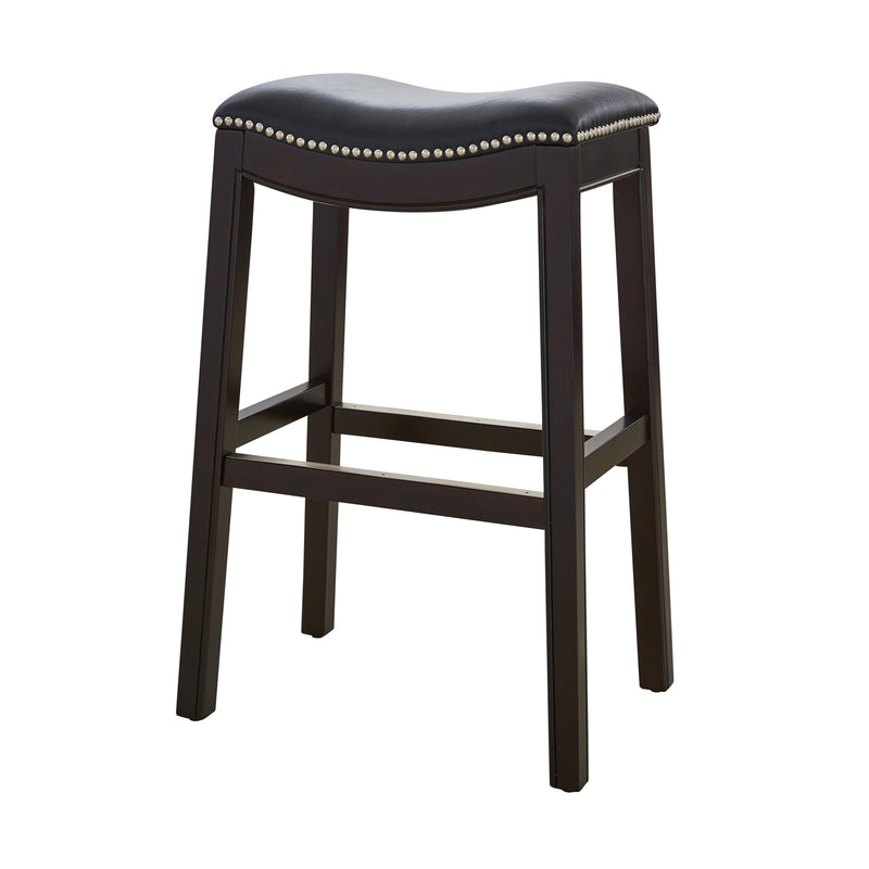 31" Black and Espresso Solid Wood Backless Bar Height Bar Chair