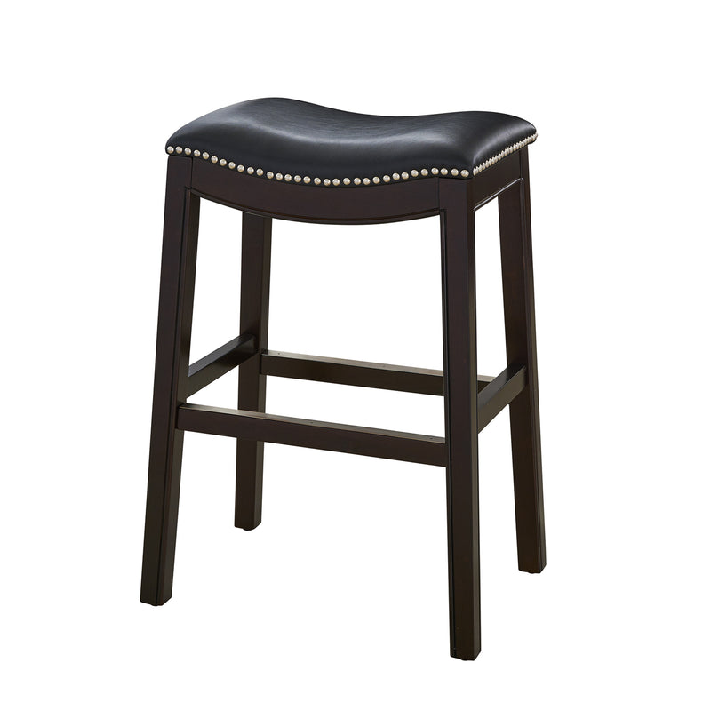 26" Black and Espresso Solid Wood Backless Counter Height Bar Chair