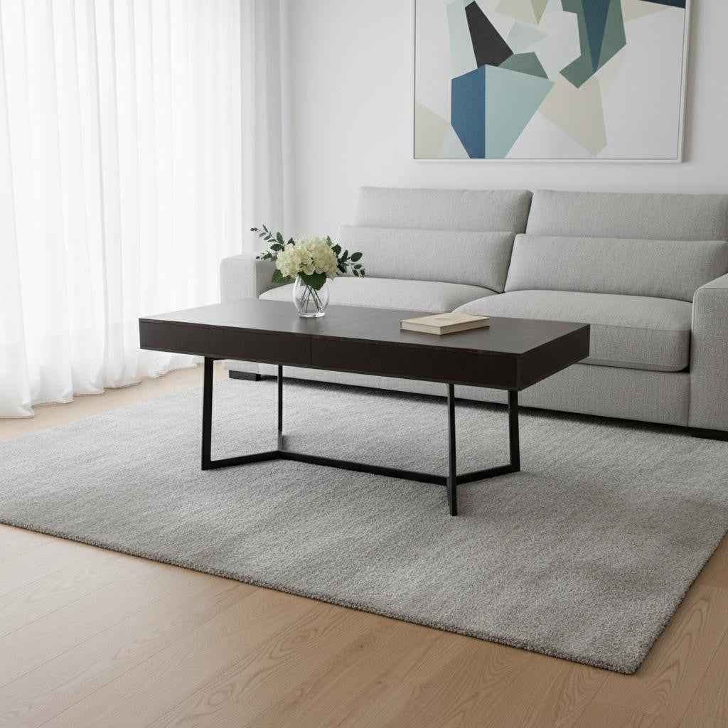 71" Black Wood Trestle Coffee Table