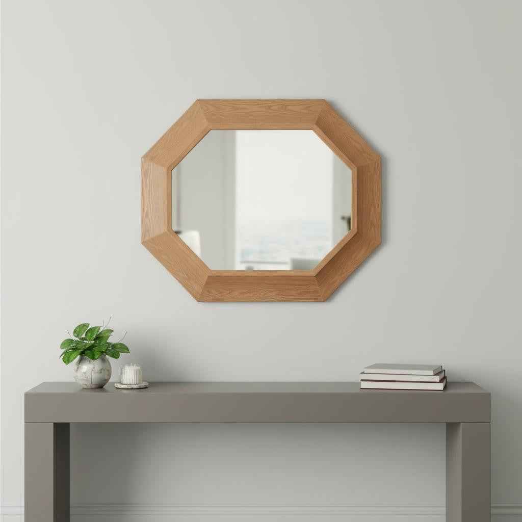53" Natural Wood Abstract Rope Hanging Accent Mirror