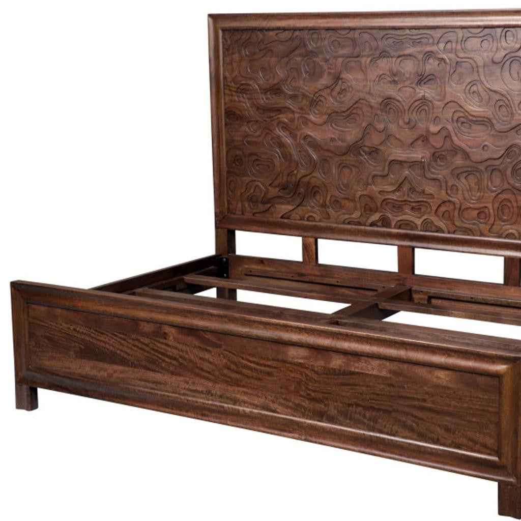 Brown Solid Wood King Bed Frame