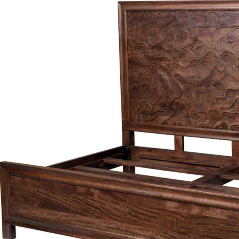Brown Solid Wood King Bed Frame