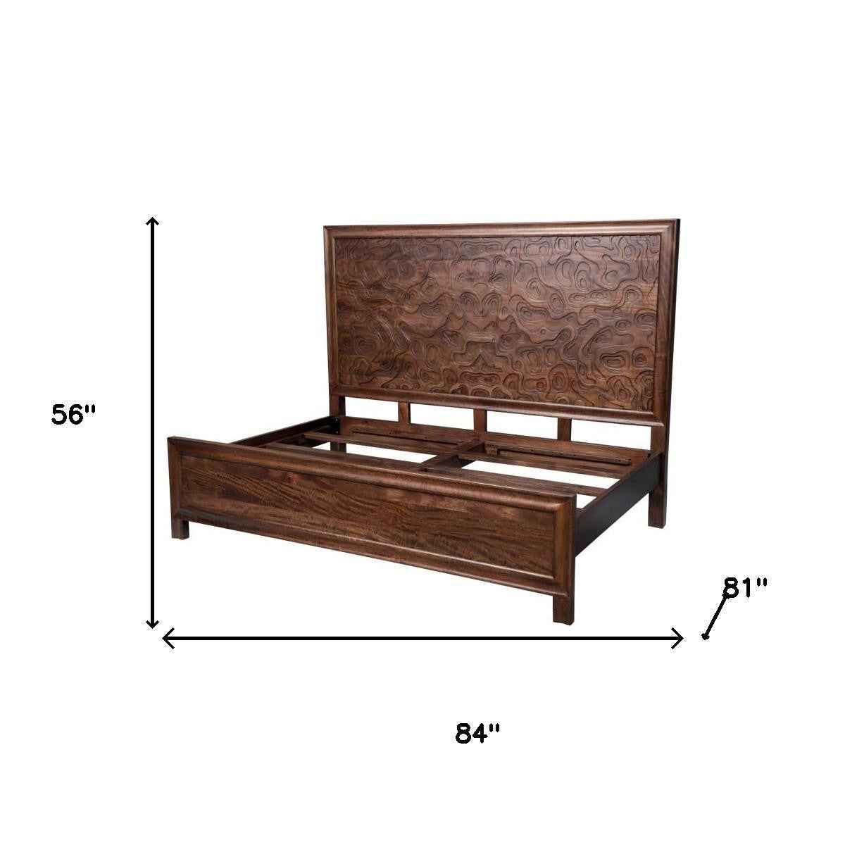 Brown Solid Wood King Bed Frame